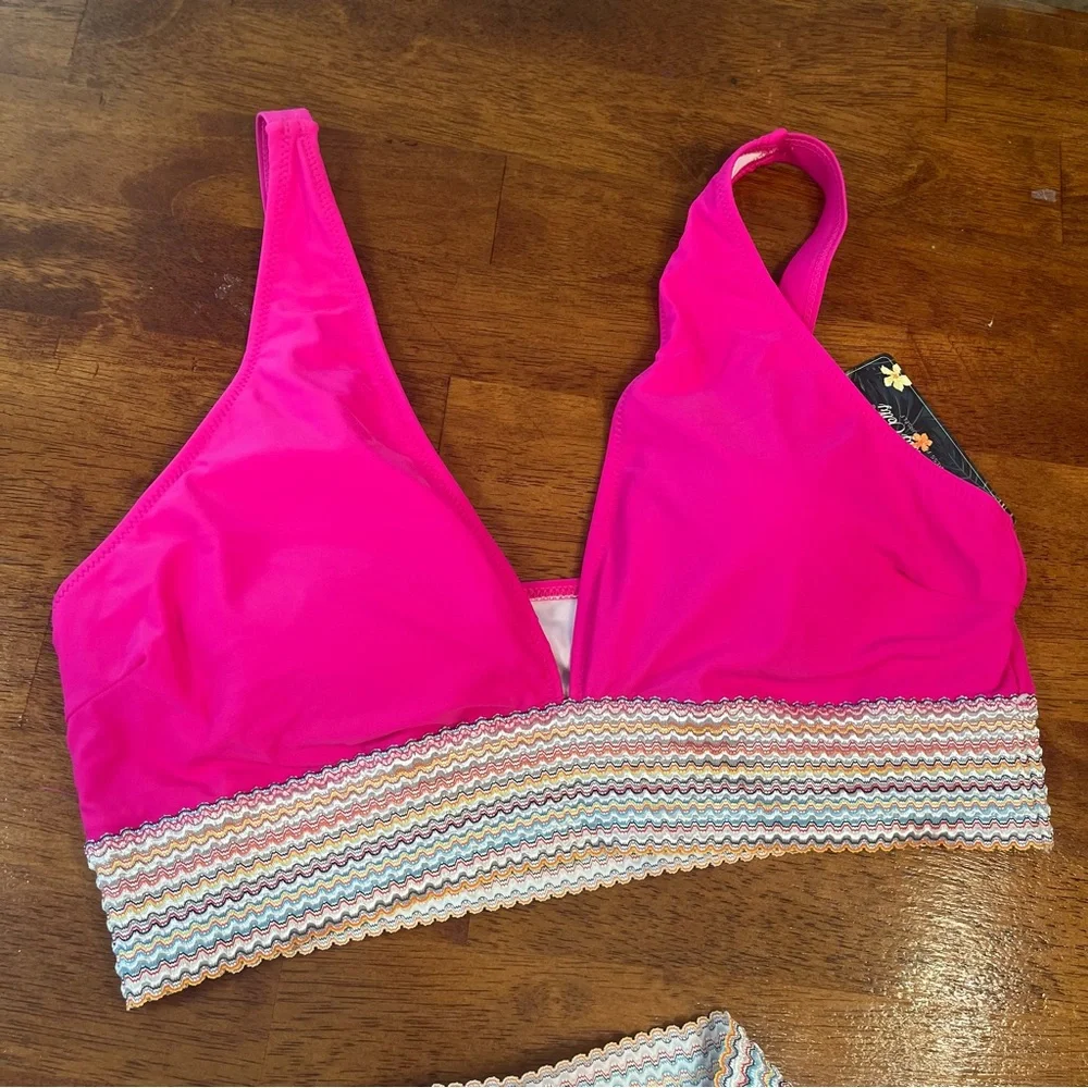 NWT Blooming Jelly hot pink 2 piece swimsuit size XL - Picture 5 of 7
